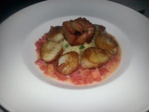Scallops, Pork Belly, Tomatoes, Couscous